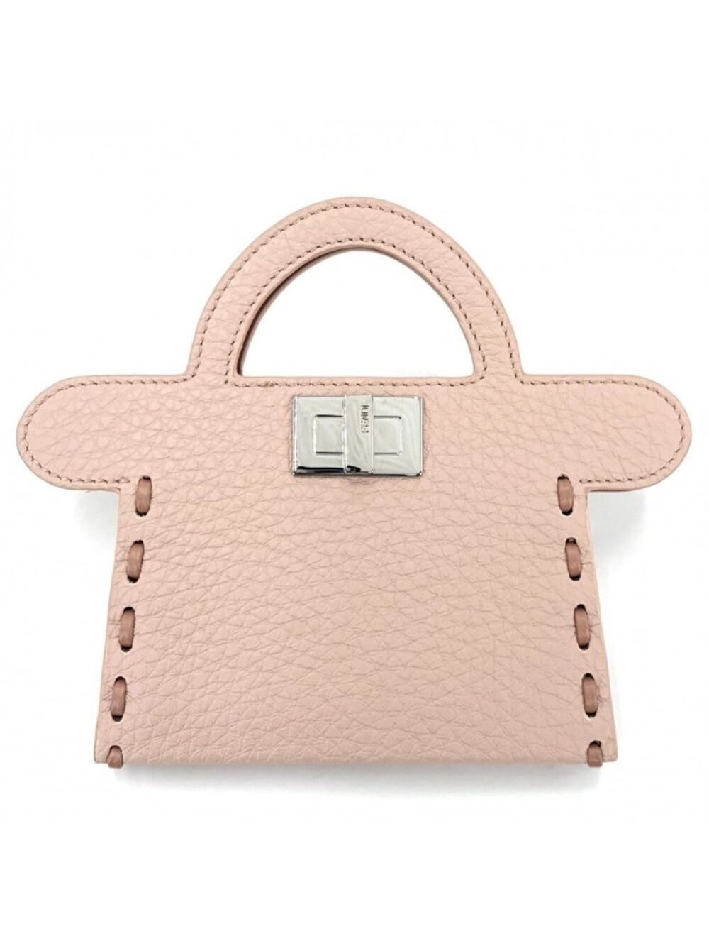 Fendi Card Case Peekaboo Selleria Set Era Leather Pink Silver